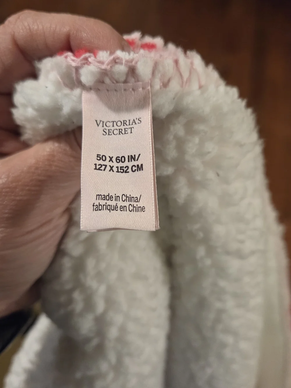 Victoria's Secret Striped Script Candy Cane 50x60 Logo Cozy-Plush Blanket